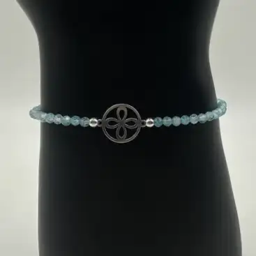 Pulsera Turquesa Facetado Y Sigilo Plata De Ley