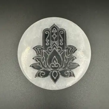 Placa Selenita Mano De Fatima Negro