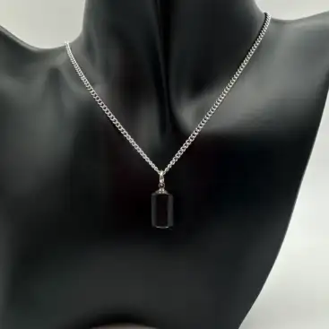 Colgante Turmalina Rodado Acero Plateado