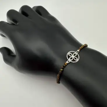 Pulsera Sigilo Con Ojo De Tigre Facetada Plata De Ley