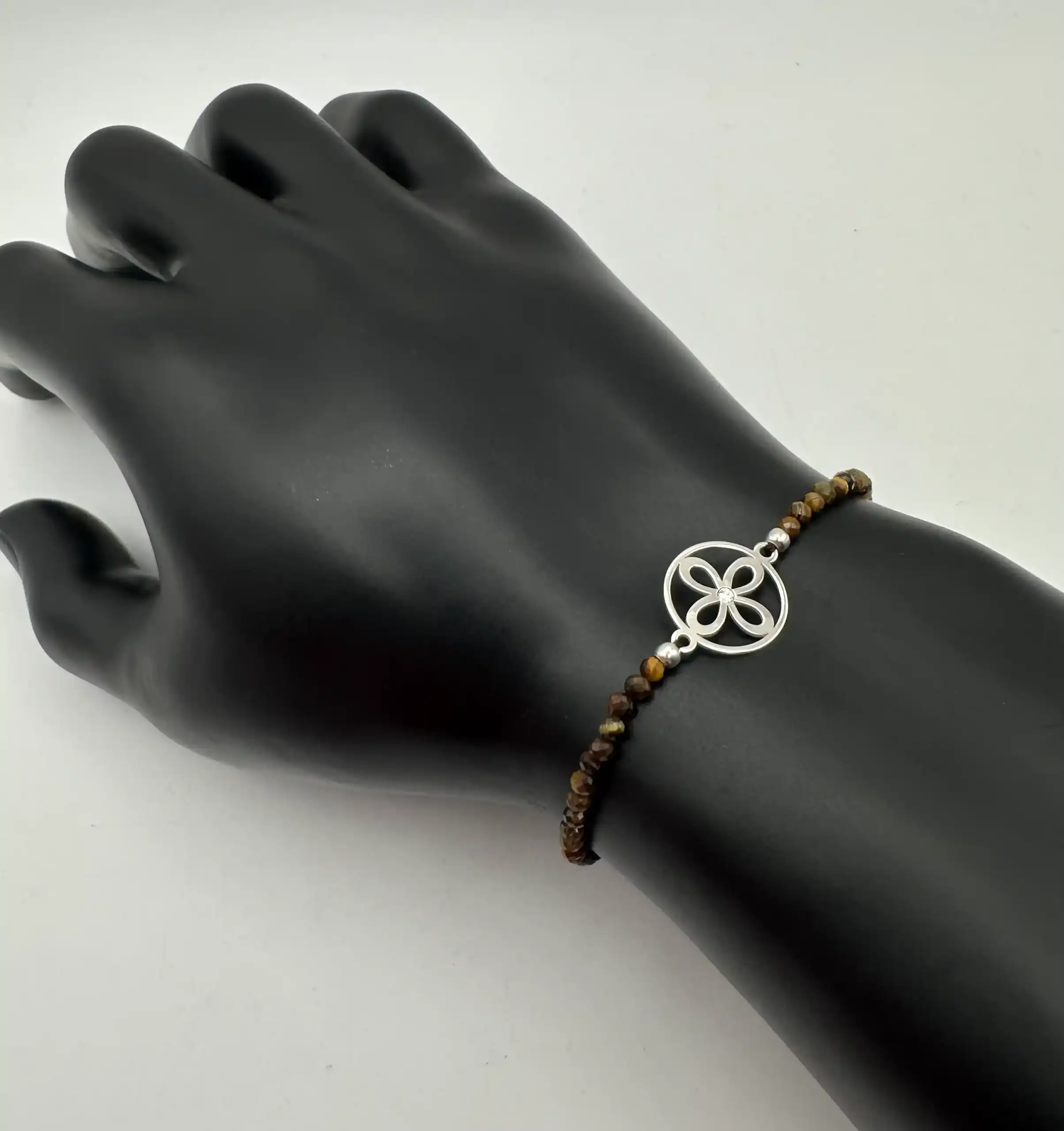 Pulsera Sigilo Con Ojo De Tigre Facetada Plata De Ley