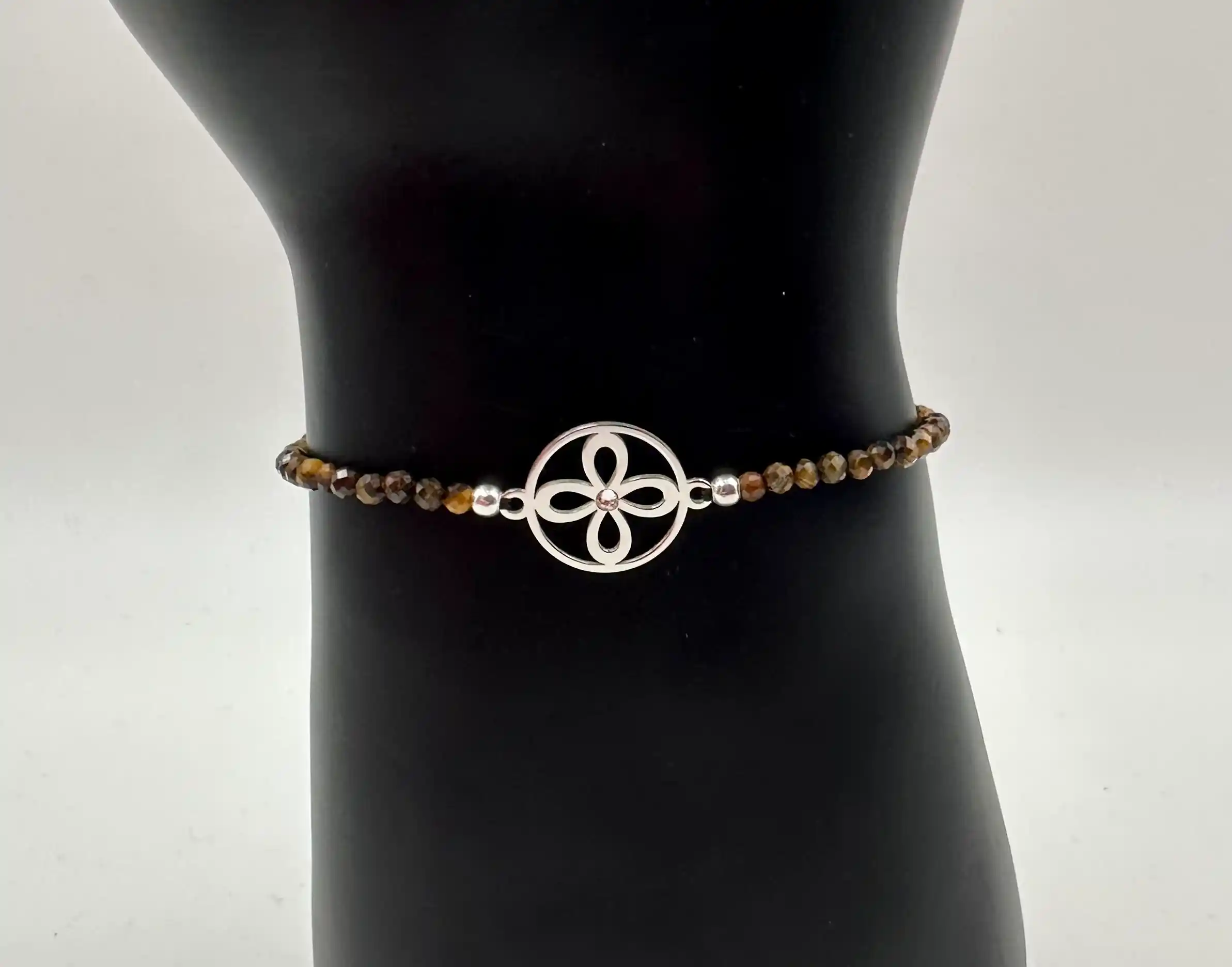 Pulsera Sigilo Con Ojo De Tigre Facetada Plata De Ley - Imagen 2