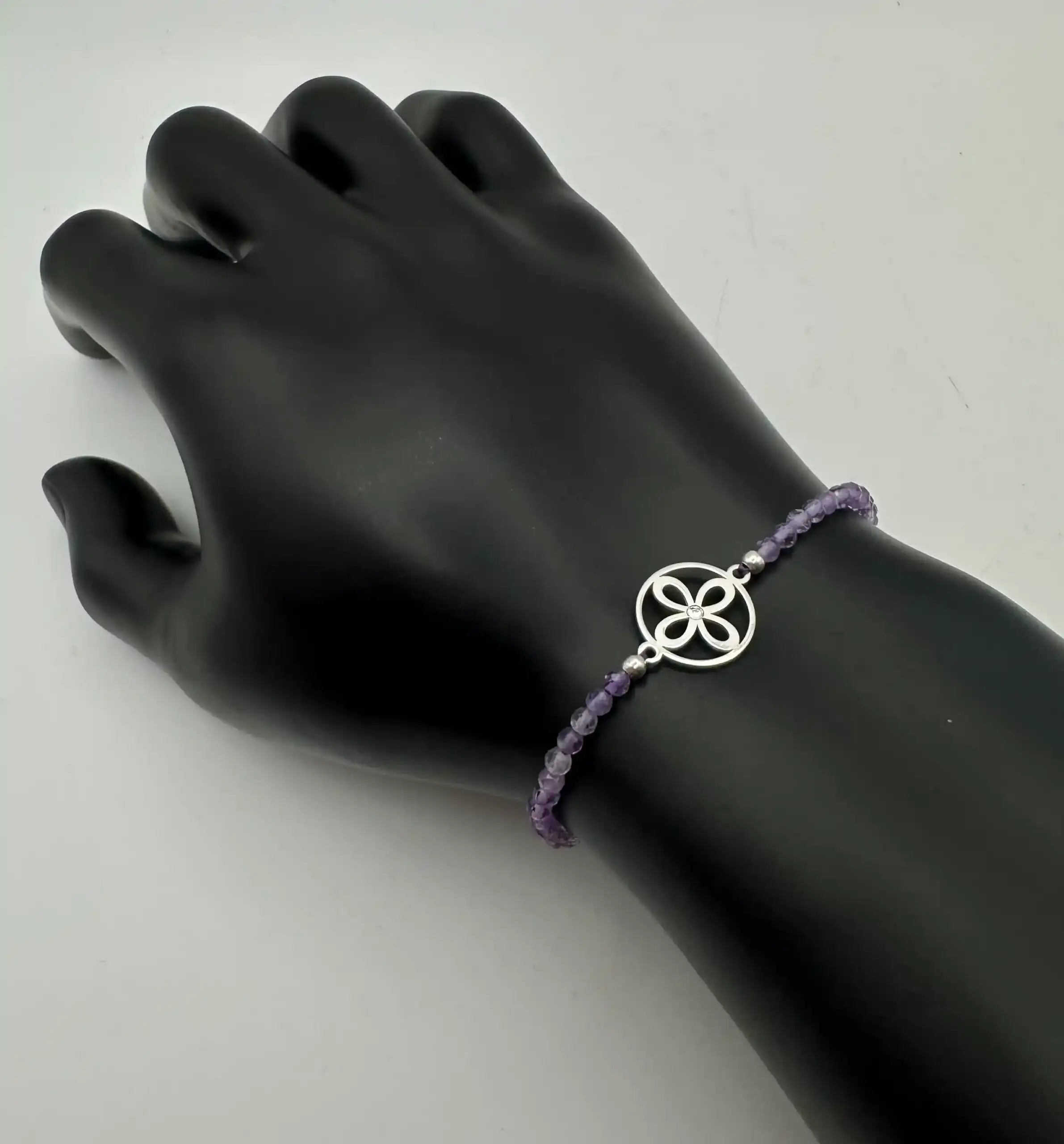 Pulsera Sigilo Con Amatista Facetada Plata De Ley