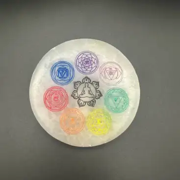 Placa Selenita Símbolos Chakras