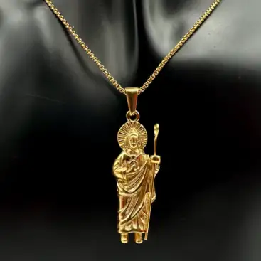 Colgante San Judas Tadeo Grande Acero Dorado