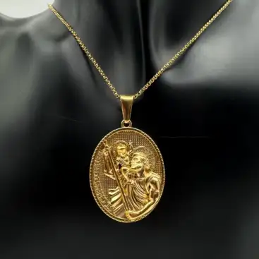 Colgante San Cristobal Acero Dorado