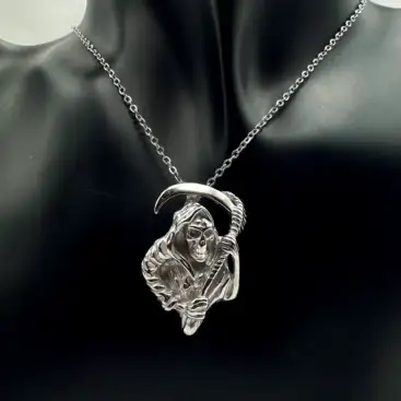 Colgante Santa Muerte Grande Acero Plateado