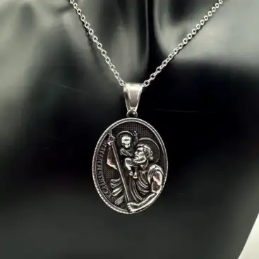 Colgante San Cristobal Acero Plateado
