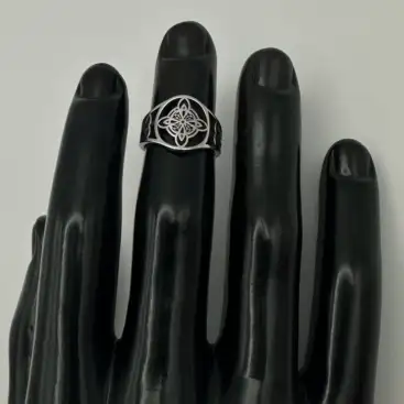 Anillo Nudo De Bruja Doble Acero Plateado Regulable