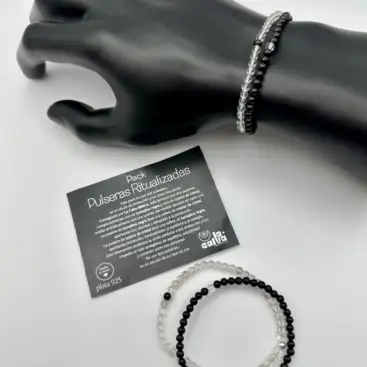 Pack Unión Pulseras Ritualizadas Turmalina Y Cuarzo Cristal