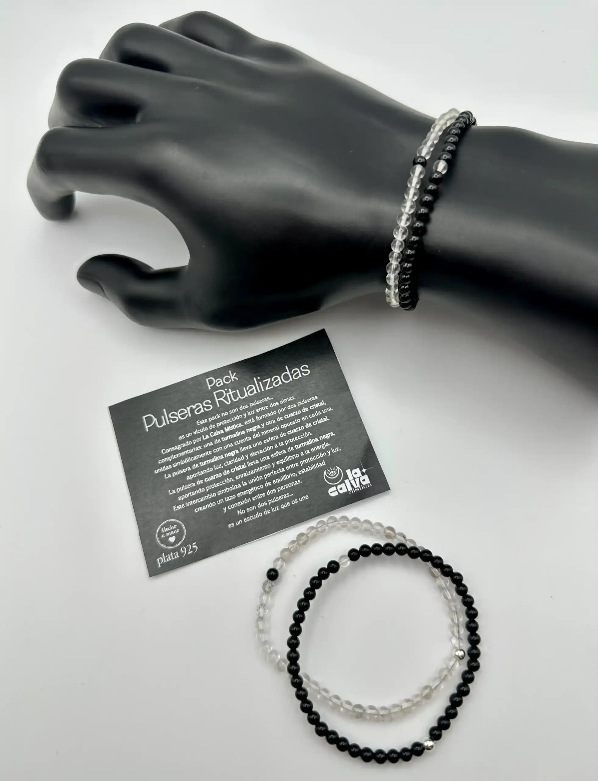 Pack Unión Pulseras Ritualizadas Turmalina Y Cuarzo Cristal
