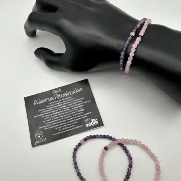 Pack Unión Pulseras Ritualizadas Amatista Y Cuarzo Rosa