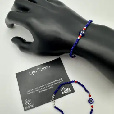 Pulsera Ojo Turco Facetada Plata De Ley