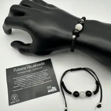 Pulsera Ritualiza Turmalina Negra Y Piedra Luna