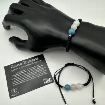 Pulsera Ritualizada Aguamarina, Cuarzo Rosa Y Piedra Luna