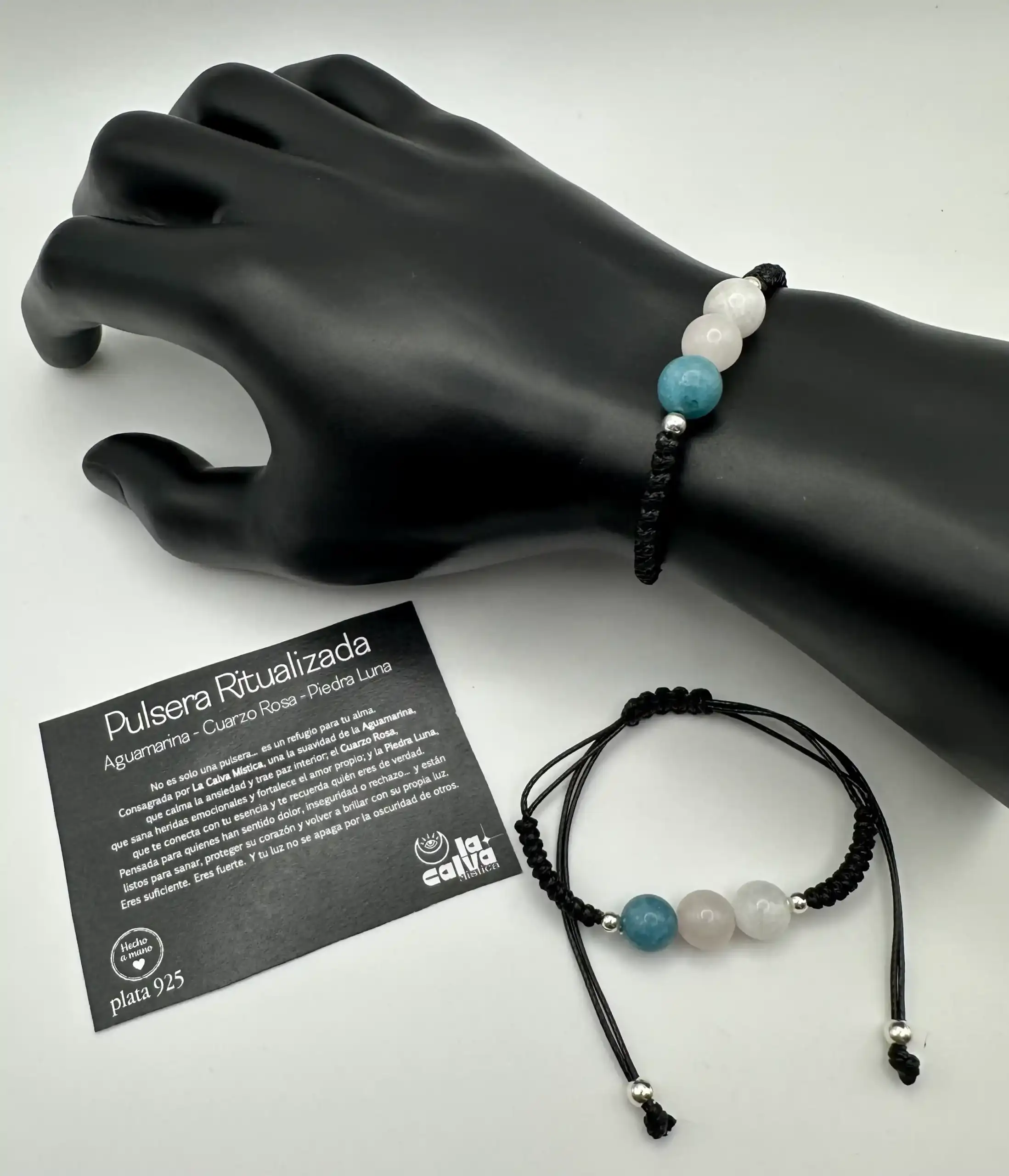 Pulsera Ritualizada Aguamarina, Cuarzo Rosa Y Piedra Luna