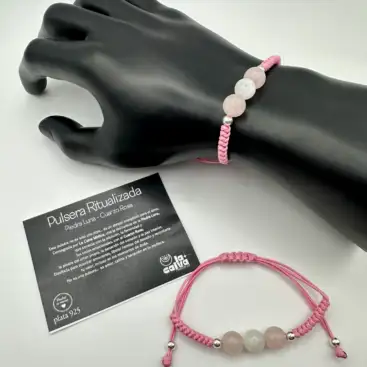 Pulsera Ritualizada Piedra Luna Y Cuarzo Rosa