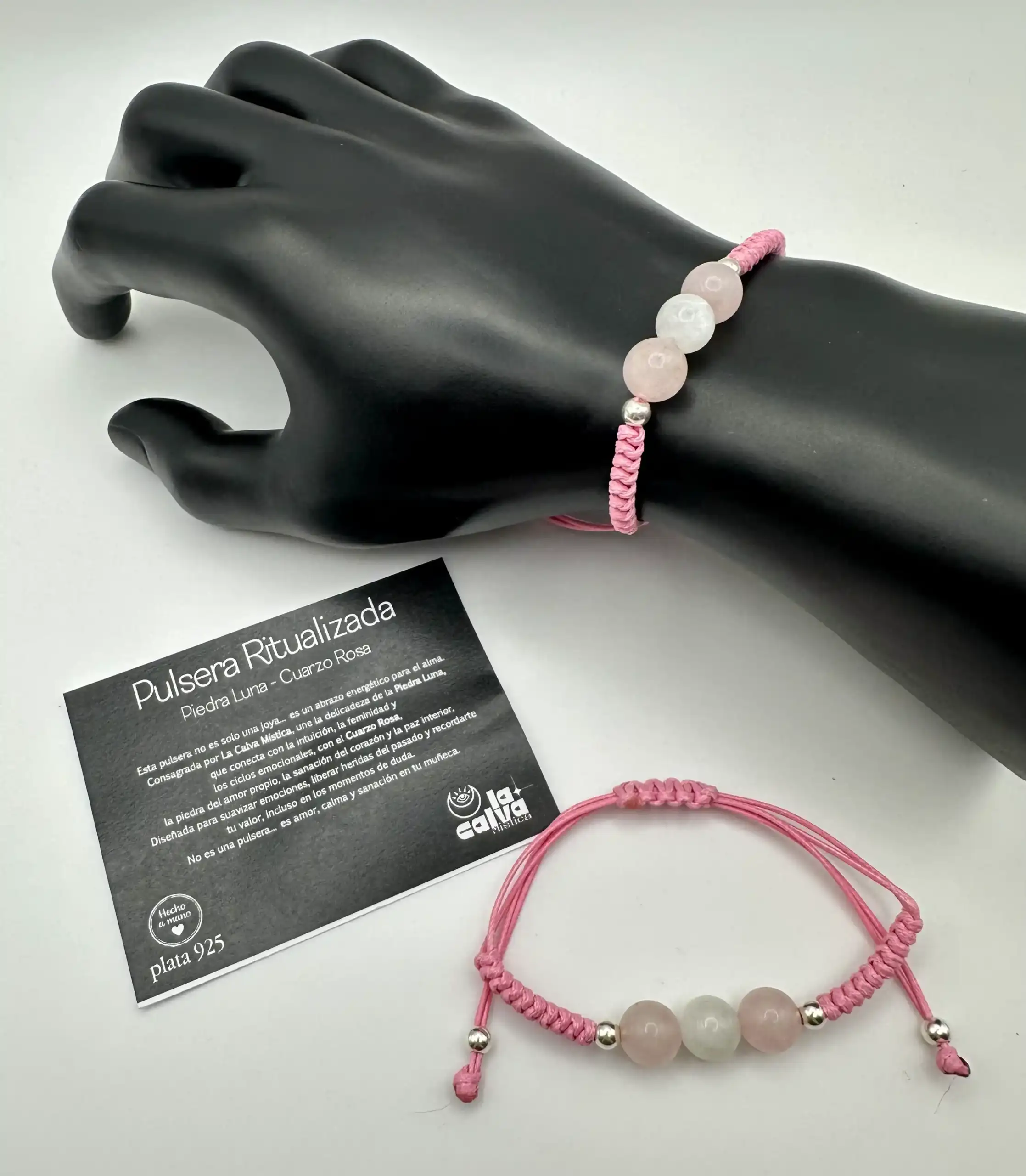 Pulsera Ritualizada Piedra Luna Y Cuarzo Rosa
