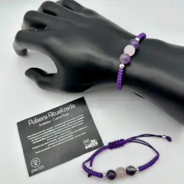 Pulsera Ritualizada Amatista Y Cuarzo Rosa