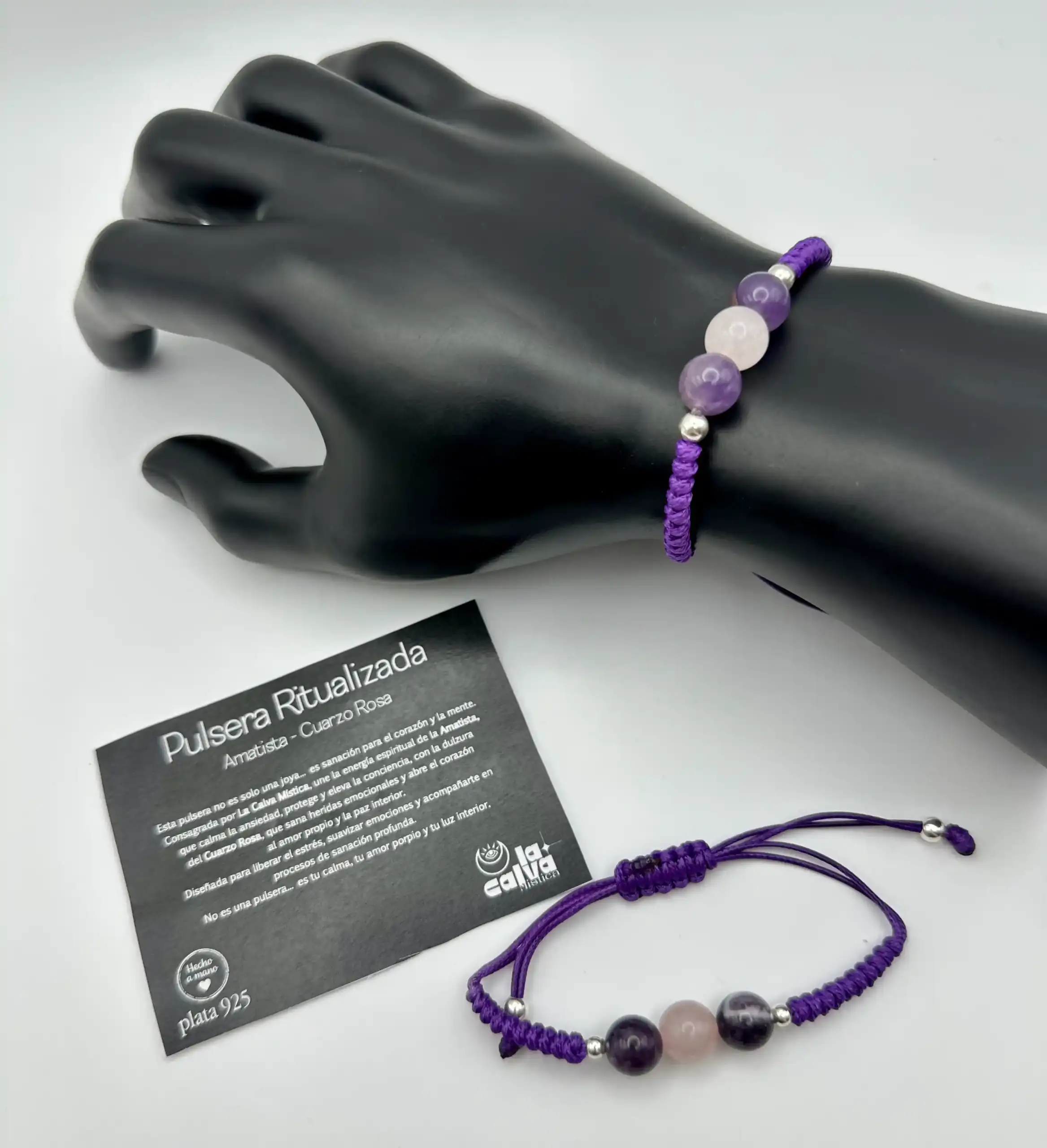 Pulsera Ritualizada Amatista Y Cuarzo Rosa