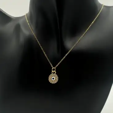 Colgante Ojo Turco Con Brillos Acero Dorado