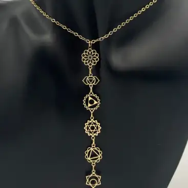 Colgante 7 Chakras Acero Dorado
