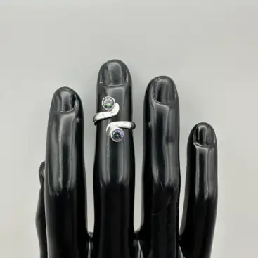 Anillo Cuarzo Aura Titanio Plata De Ley Regulable