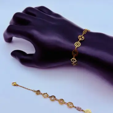 Pulsera 7 Chakras Acero Dorado