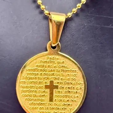 Colgante Padre Nuestro Acero Dorado