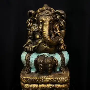 Figura Dios Ganesh Sentado Turquesa