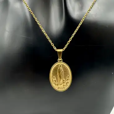 Colgante Virgen De Fatima Acero Dorado