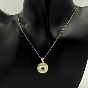Colgante Ojo Turco Acero Dorado Modelo 1