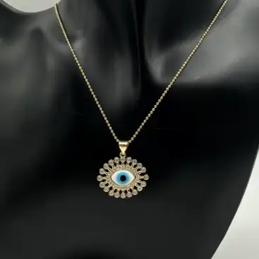 Colgante Ojo Turco Acero Dorado Modelo 6