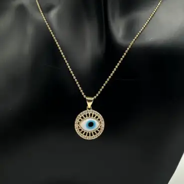 Colgante Ojo Turco Acero Dorado Modelo 7