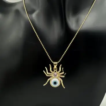 Colgante Araña Y Ojo Turco Acero Dorado