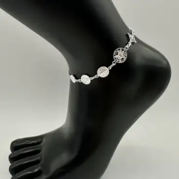 Tobillera 5 Protecciones Plata De Ley