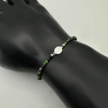 Pulsera Milagrosa Y Rubí Con Zoisita Facetada Plata De Ley