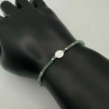 Pulsera Milagrosa Y Aventurina Facetada Plata De Ley