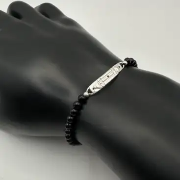 Pulsera Atlante Con Turmalina Negra Plata De Ley