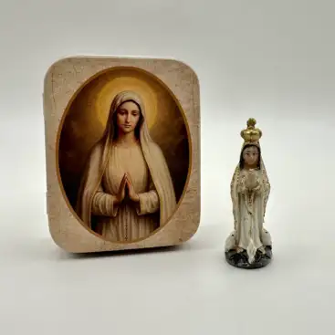 Figura Virgen De Fatima 5cm En Lata