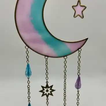 Carrillon De Viento Luna Creciente Colores Pastel