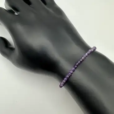 Pulsera Amatista Facetada 4mm Plata De Ley