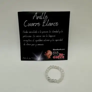 Anillo Cuarzo Blanco Facetado Plata De Ley