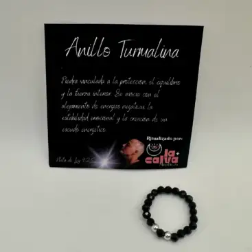 Anillo Turmalina Negra Facetada Plata De Ley