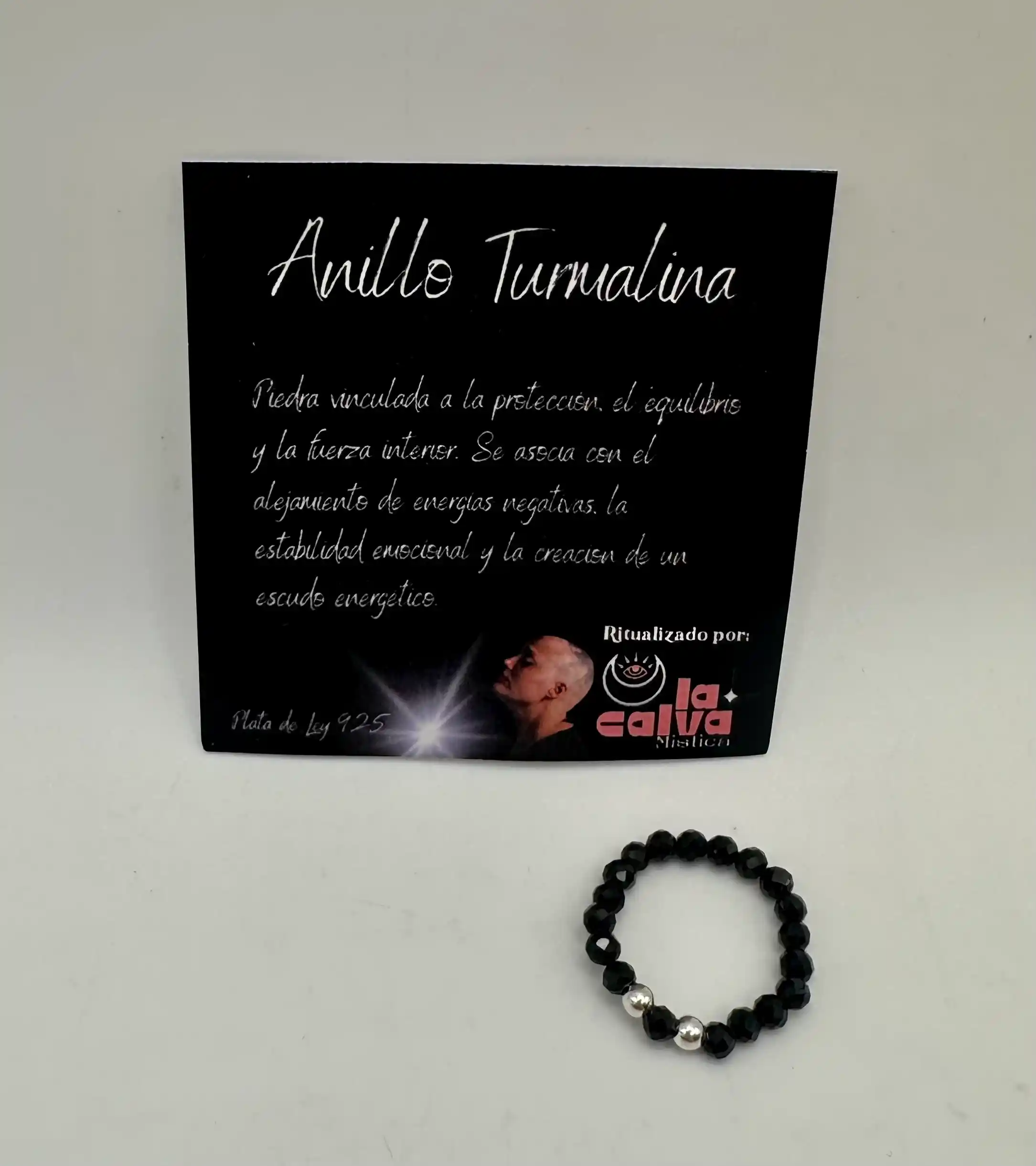Anillo Turmalina Negra Facetada Plata De Ley