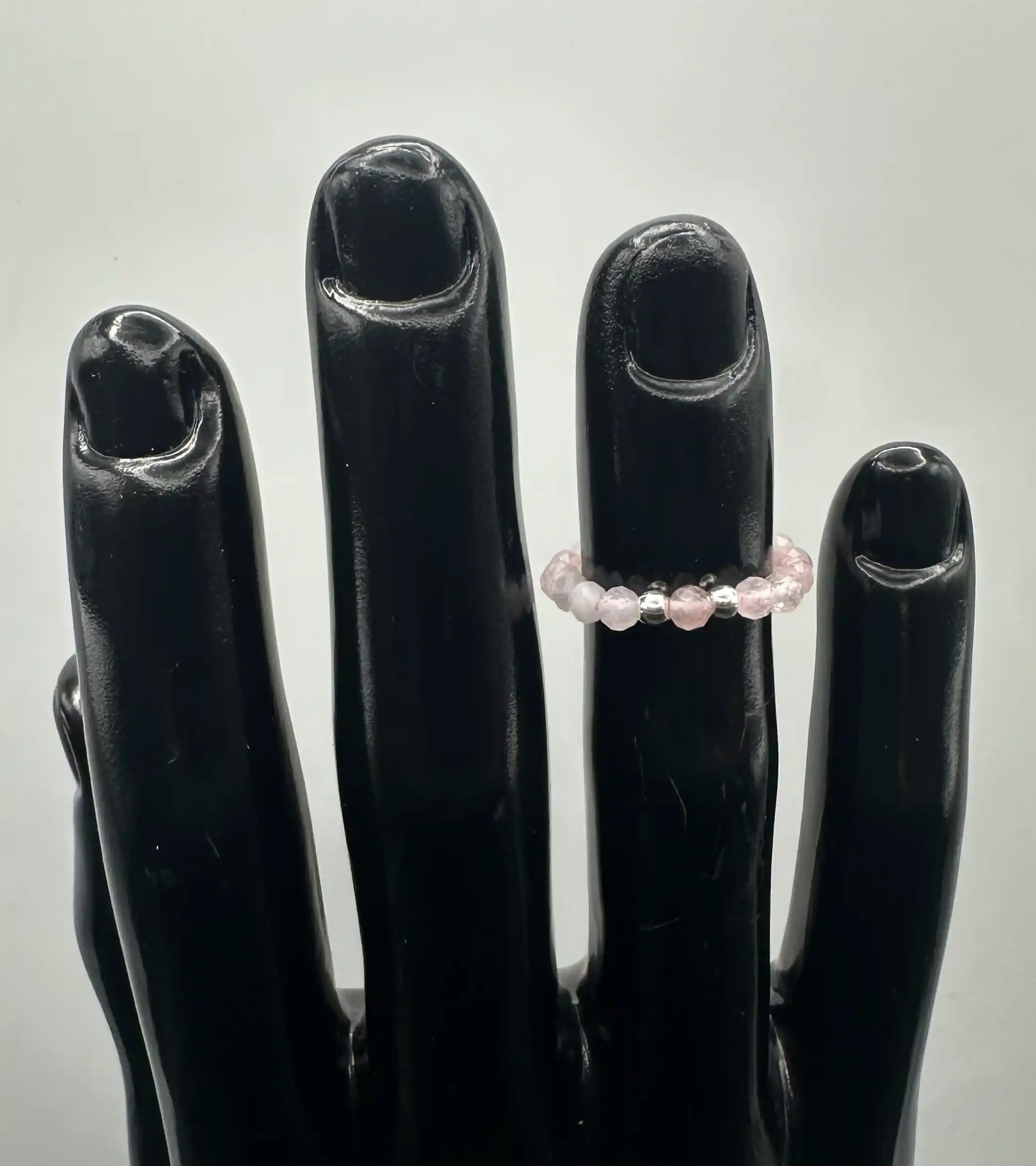 Anillo Cuarzo Rosa Facetado Plata De Ley - Imagen 2