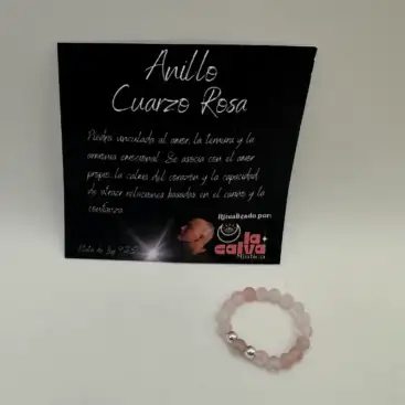 Anillo Cuarzo Rosa Facetado Plata De Ley
