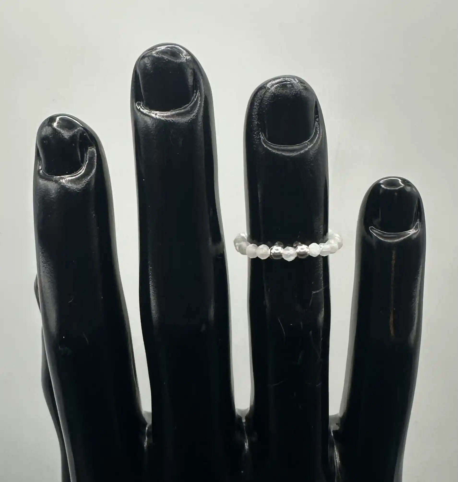 Anillo Selenita Facetada Plata De Ley - Imagen 2
