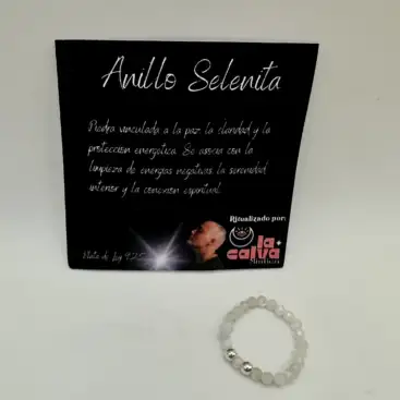 Anillo Selenita Facetada Plata De Ley