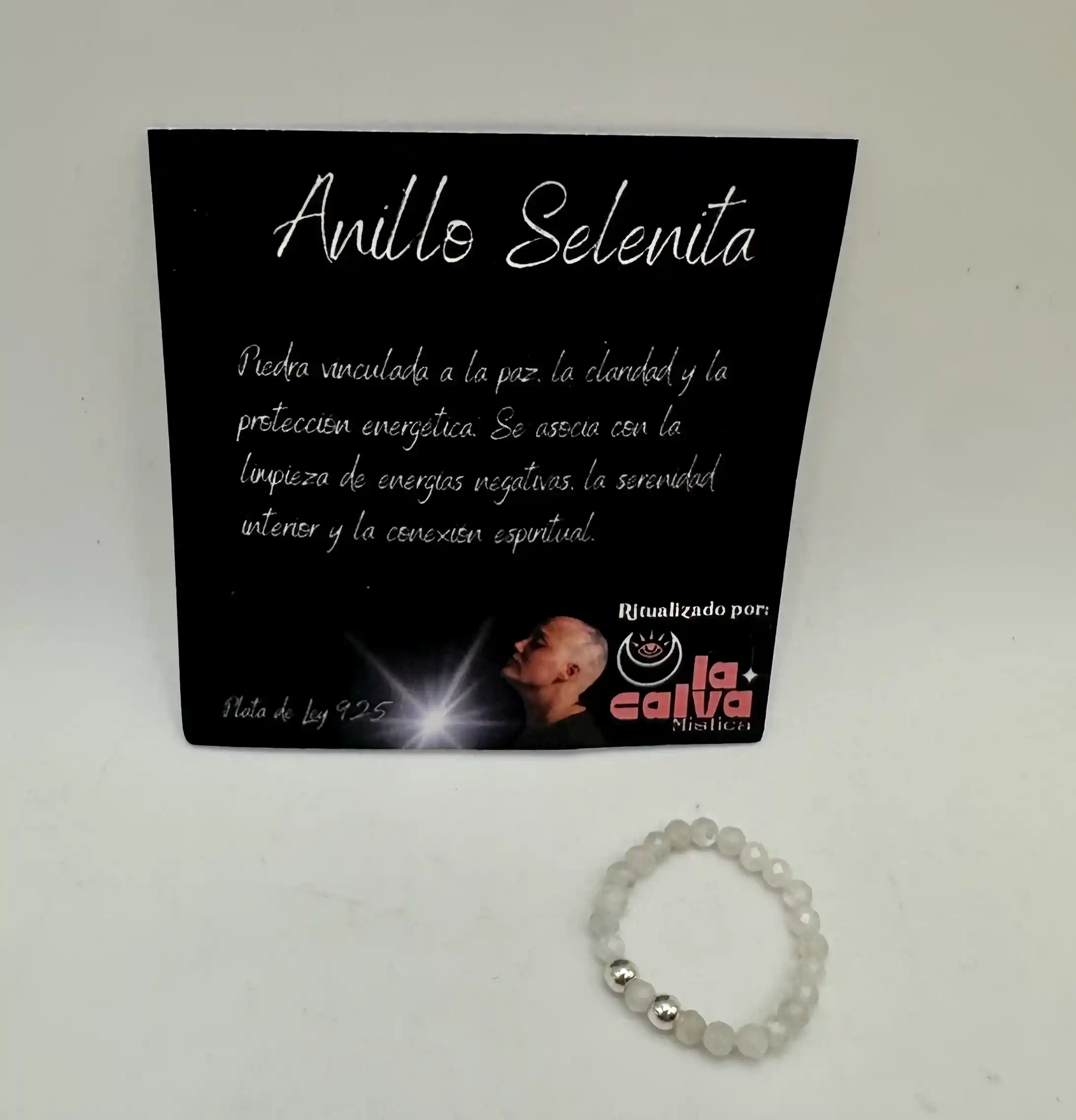 Anillo Selenita Facetada Plata De Ley